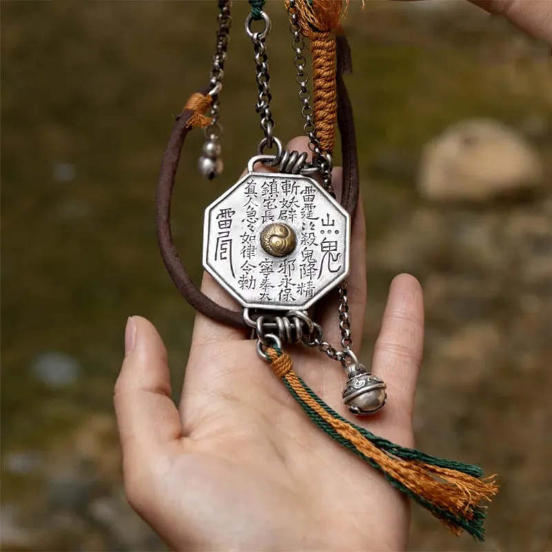 Ethnic Fashion Co In - Chinese Vintage Octagonal Bagua Coin Pendant